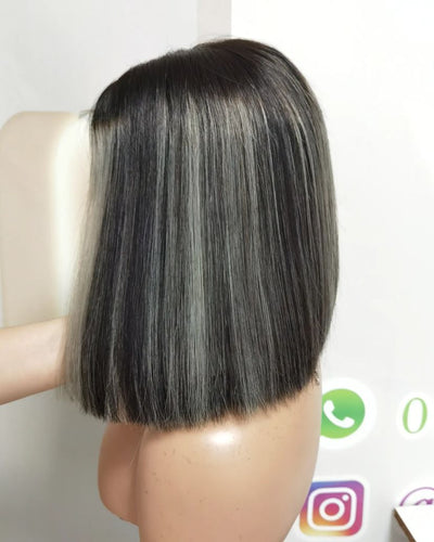 Kim k closure blonde bob wig 2*6 Closure Lace Bone straight Super Double drawn vietnam hair Bob wig