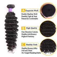 Load image into Gallery viewer, Brazilian Deep Wave Bundles with Closure 10A Virgin Human Hair Bundles with Closure Wet and Wavy Curly Hair Weave 3 Bundles with Lace Closure Free Part