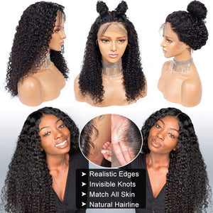 Lace Front Wigs Human Hair Pre Plucked Brazilian Kinky Curly Lace Frontal Wig with Baby Hair 9A Natural Hair Wigs for Black Women