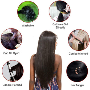 Straight Bundles with 13x4 Lace Frontal 10a Grade 100% Unprocessed Brazilian Virgin Human Hair Natural Black Color Soft Hair for Black Women