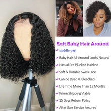 Load image into Gallery viewer, Bex 10A grade hair short bob wigs 13x4 lace frontal wigs brazilian curly wave Lace Front wigs human hair curly bob wigs for black women 150% Density Pre Plucked natural hairline