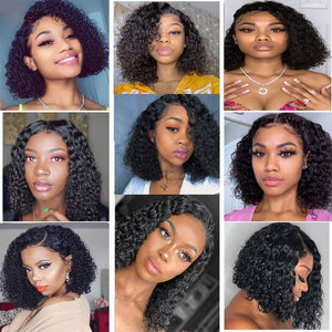 Bex 10A grade hair short bob wigs 13x4 lace frontal wigs brazilian curly wave Lace Front wigs human hair curly bob wigs for black women 150% Density Pre Plucked natural hairline